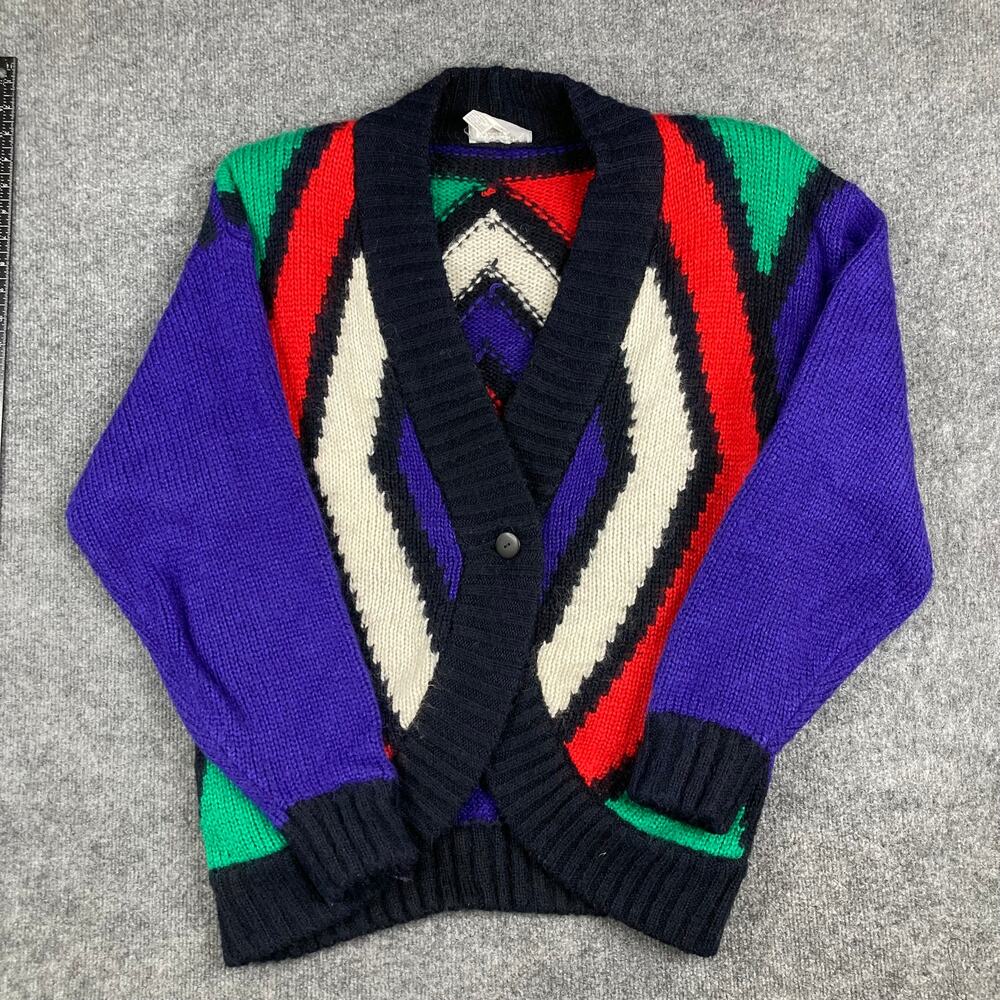 Joyce Cardigan Womens Size S Multicolor Knit‎ Vintage Button Front Geometric